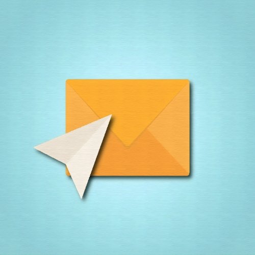 Orange envelope with white paper airplane representing email appending services for customer contact enhancement and digital marketing outreach