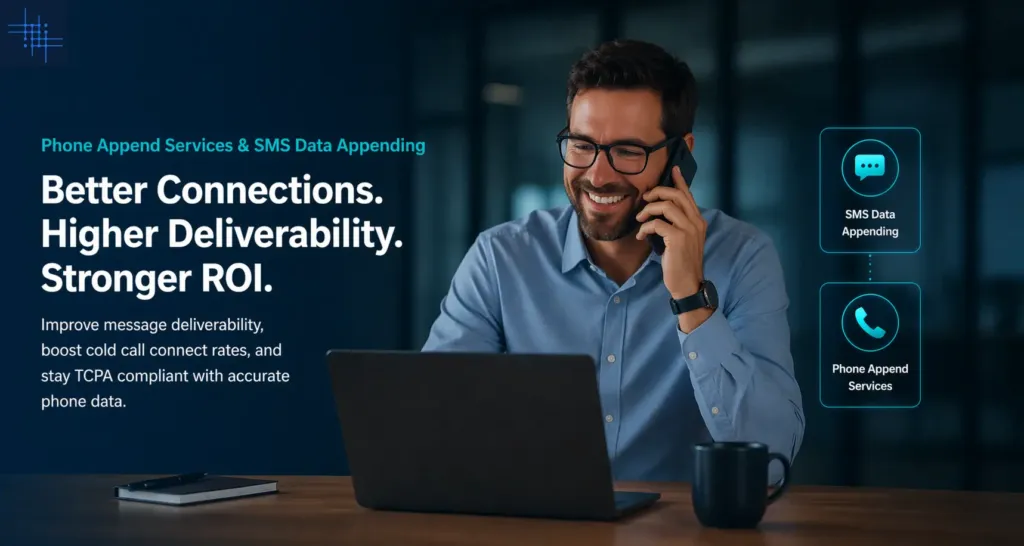 Phone append services and SMS data appending improving deliverability, call connection rates, and ROI for B2B outreach